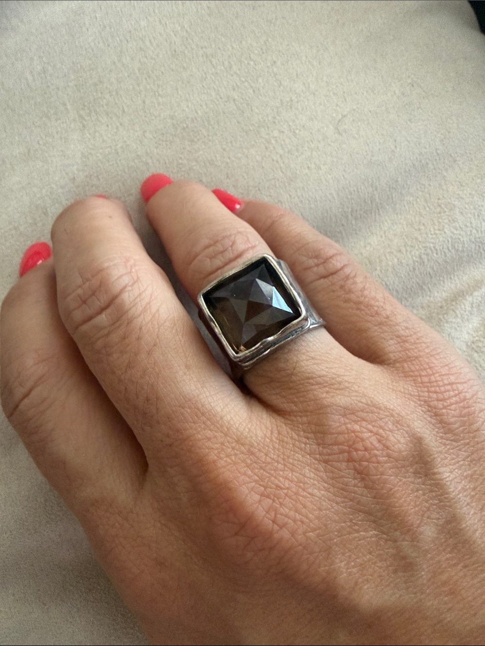 Silpada Sterling Silver Square Smoky Quartz Ring - Brown Gemstone - Picture 4 of 4